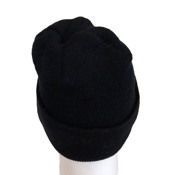 Yupoons Sports Beanie Cap Hat One Size Black with Gold Logo Double Knit Hat Cap - Picture 4 of 5
